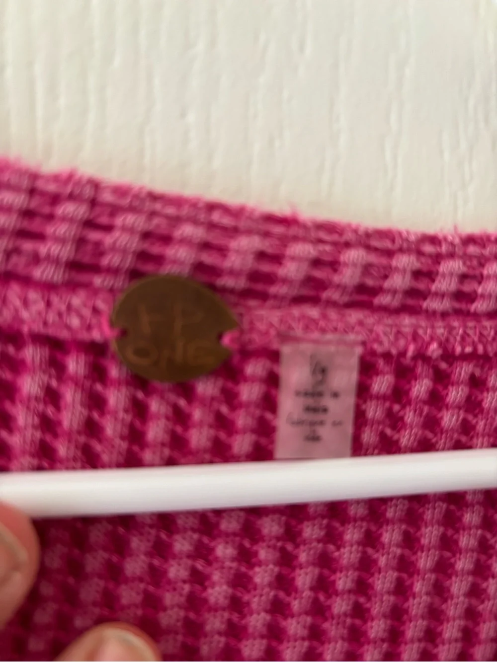 Free People Pink Waffle-Knit Long Sleeve Henley